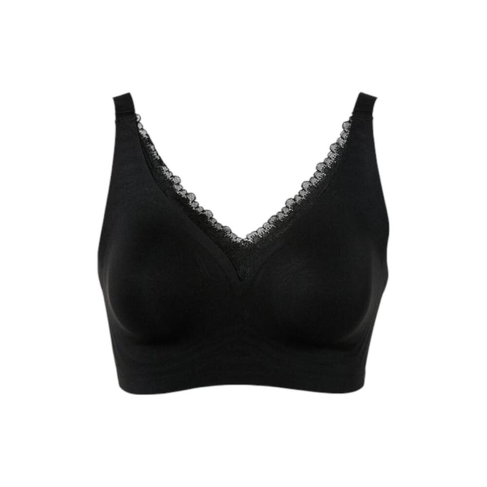 Rhonda Shear Women's Lace-Detail Gel Bra w/ Back Closure Black - Regular